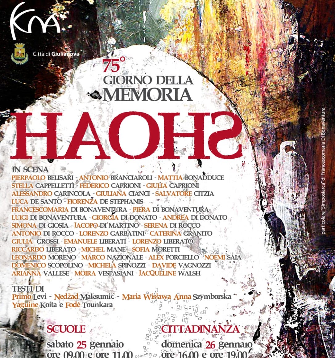 “HAOHS”, performance teatrale per la 75° Giornata della Memoria