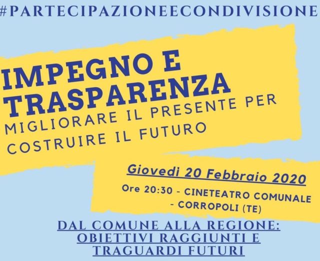 Impegno e Trasparenza, migliorare il presente per costruire il futuro: l'iniziativa a Corropoli