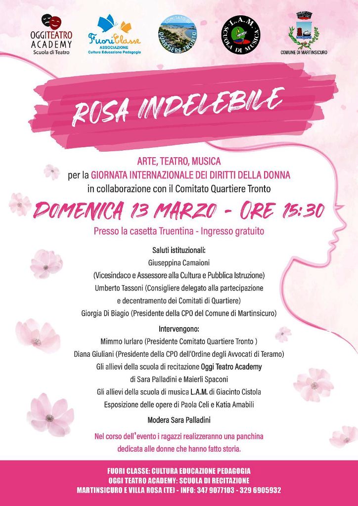 Martinsicuro, "Rosa Indelebile" per la Giornata Internazionale della donna