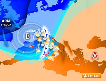 Ciclone polare porta freddo, neve e pioggia: previsioni meteo fino a domenica