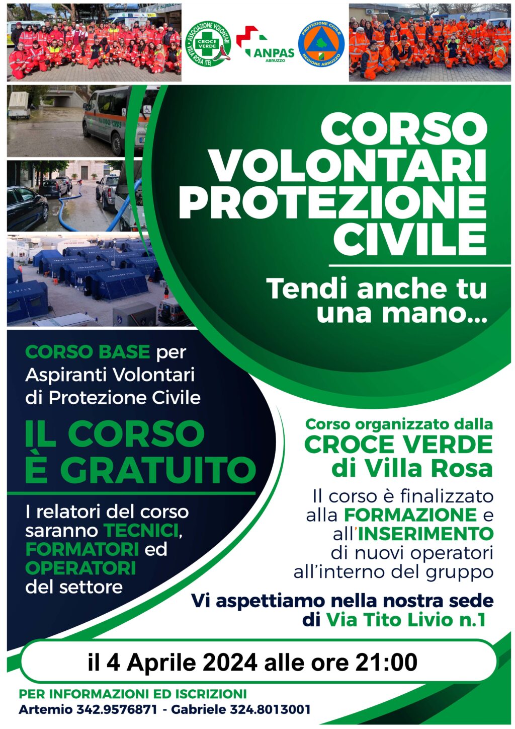 Villa Rosa, al via il corso gratuito per volontari di protezione civile