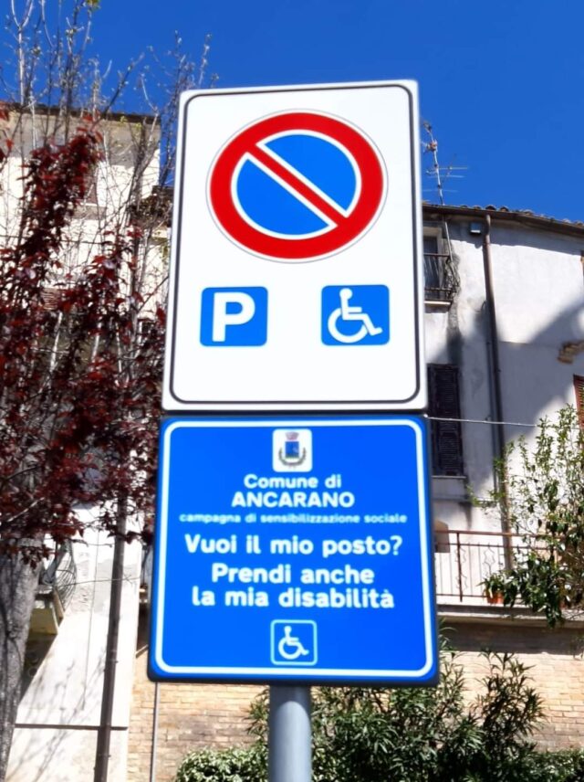 Ancarano, cartelli stradali con scritto: "Vuoi il mio posto? Prendi anche la mia disabilità!"