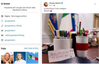 Meloni posta sui social biglietto della figlia e scrive: “Mia forza e mio sostegno”